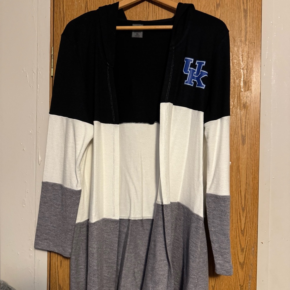 Black and White Colorblock Cardigan with UK Logo